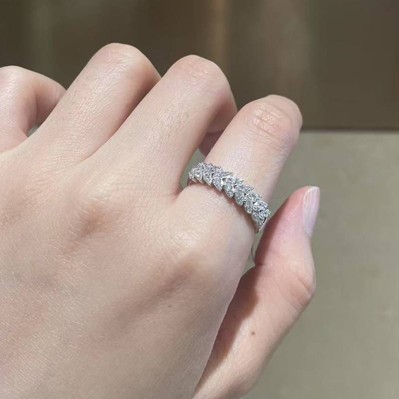 排戒S925银镀白金Women's Ring定制选款副石Moissanite0.44ct